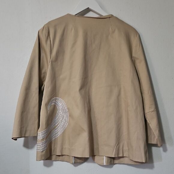 Bob Mackie Tan Blazer with Silver Swirl Accents - Picture 6 of 6